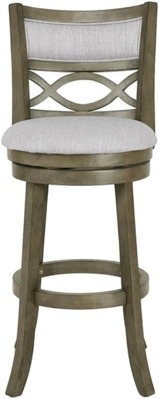 New Classic Furniture Manchester Counter Swivel Bar Stool with Open Back and Fabric Upholstered Seat & Back Rest, 29-Inch, Gray