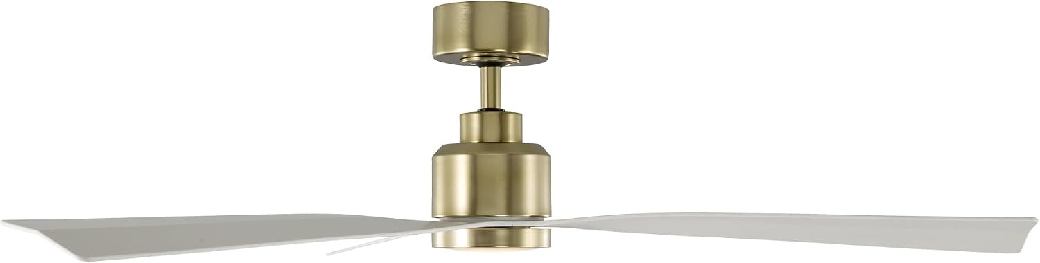 WAC Lighting F-003L-SB/MW Clean 52' Outdoor Ceiling Fan with LED Lights & Remote, Satin Brass/Matte Black