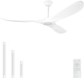 Solid Wood Ceiling Fans no Light, Ceiling Fan with Remote Control,DC Motor with Large Airflow,Indoor and Outdoor Ceiling Fan for Living Room,Bedroom,Patios（White,52 Inch）
