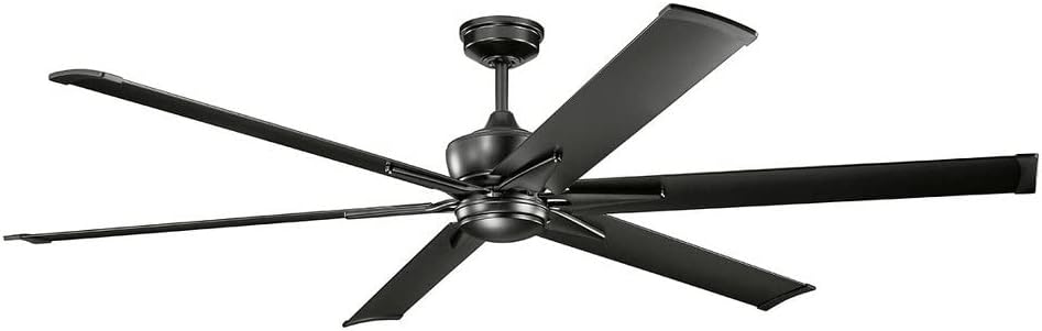 Kichler Szeplo Patio 80' 6 Blade Outdoor Ceiling Fan in a Satin Black finish with an LED Light for Porches and covered Patios, 300301SBK (80' W x 16.25' H)