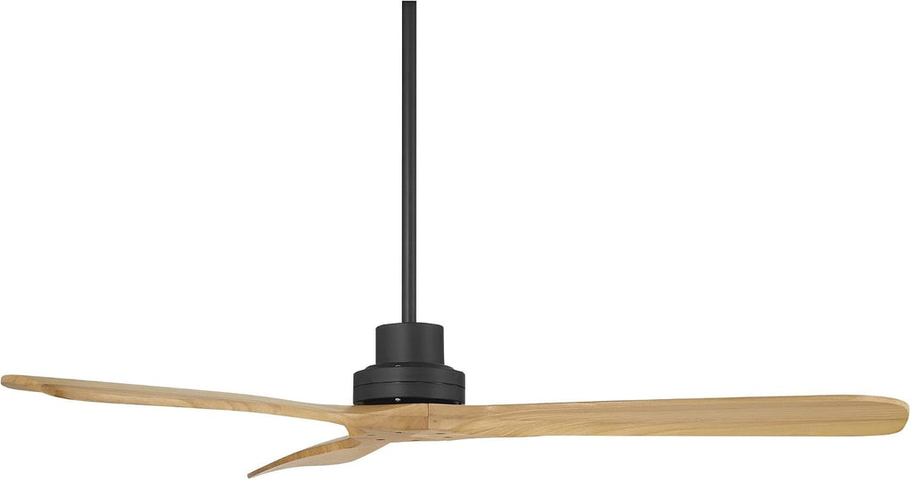 Casa Vieja 52' Delta Modern Country Indoor Cottage Core Outdoor Ceiling Fan 3 Blade Remote Control Matte Black Finish Wood Blades Bedroom Patio Living Room DC Motor Decorative Damp Rated Garage