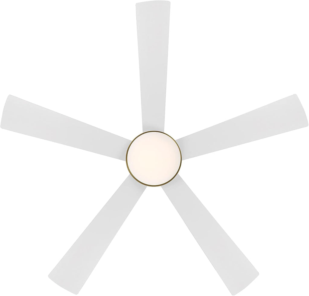 WAC Lighting Eclipse 5-Blade Aluminum Smart Ceiling Fan in Brass/Matte White