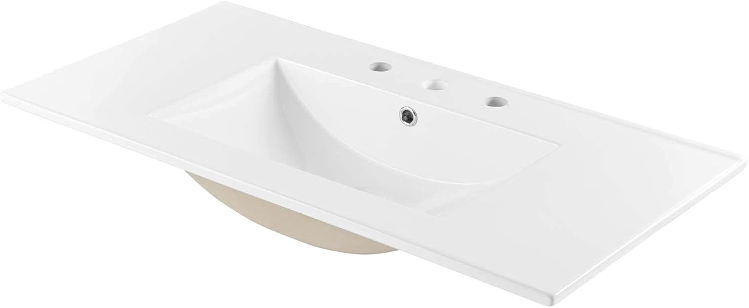 Sink Vanity Cabinet, Ceramic, White, Modern Contemporary, Hotel Bedroom Bathroom Master Suite Guest