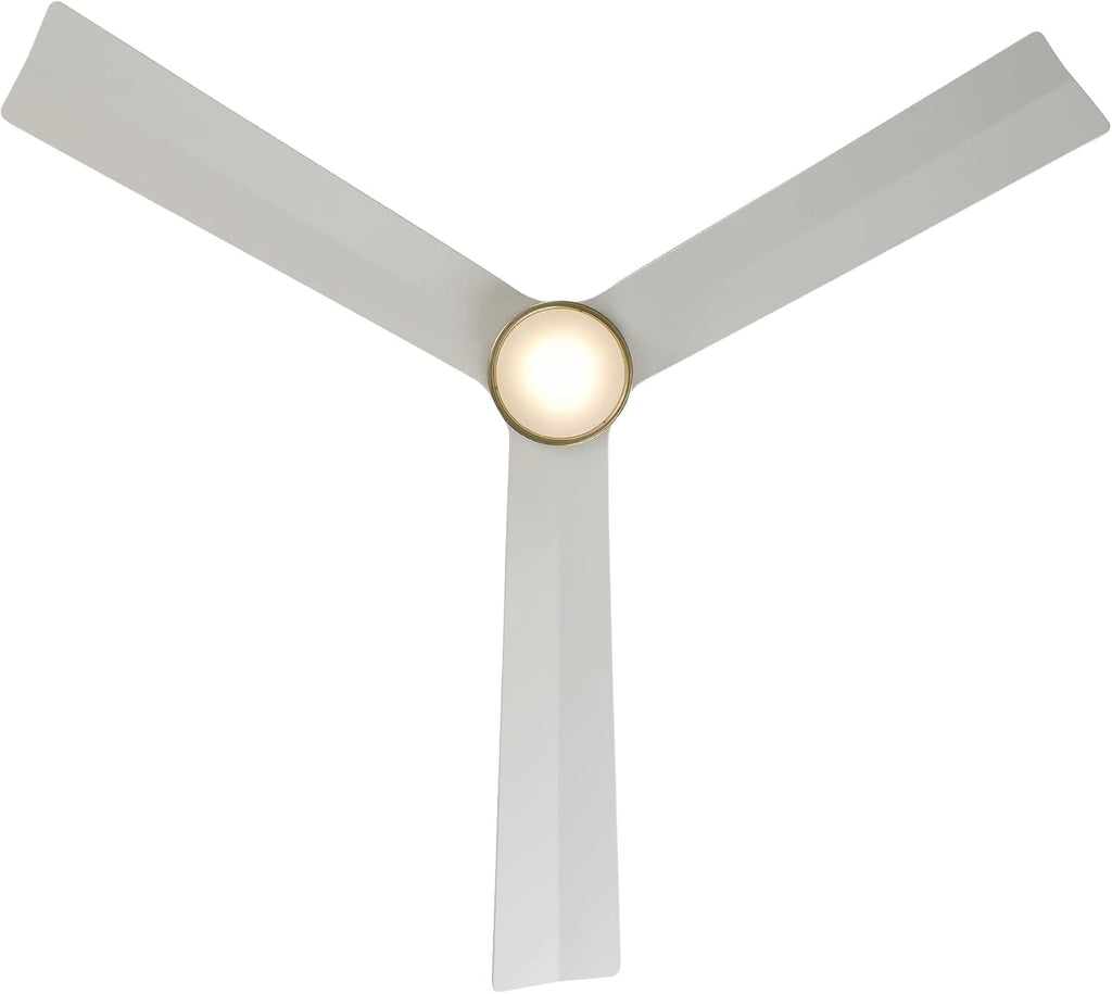 WAC Lighting F-003L-SB/MW Clean 52' Outdoor Ceiling Fan with LED Lights & Remote, Satin Brass/Matte Black