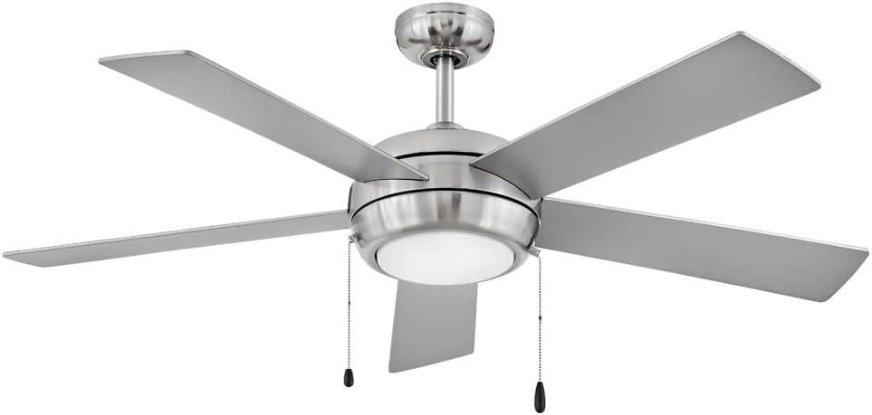 Hinkley Croft 52' Indoor Ceiling Fan with Light, Pull Chain Operation, Reversible Wooden Fan Blades, Integrated LED, Brushed Nickel