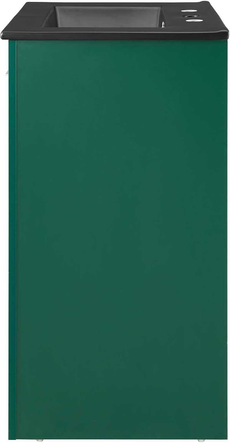 Sink Vanity Cabinet, Melamine, Green Black, Modern Contemporary, Hotel Bedroom Bathroom Master Suite