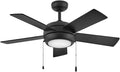 Hinkley Croft 42' Indoor Ceiling Fan with Light - Pull Chain Operation, Reversible Wooden Fan Blades, Integrated LED - Matte Black