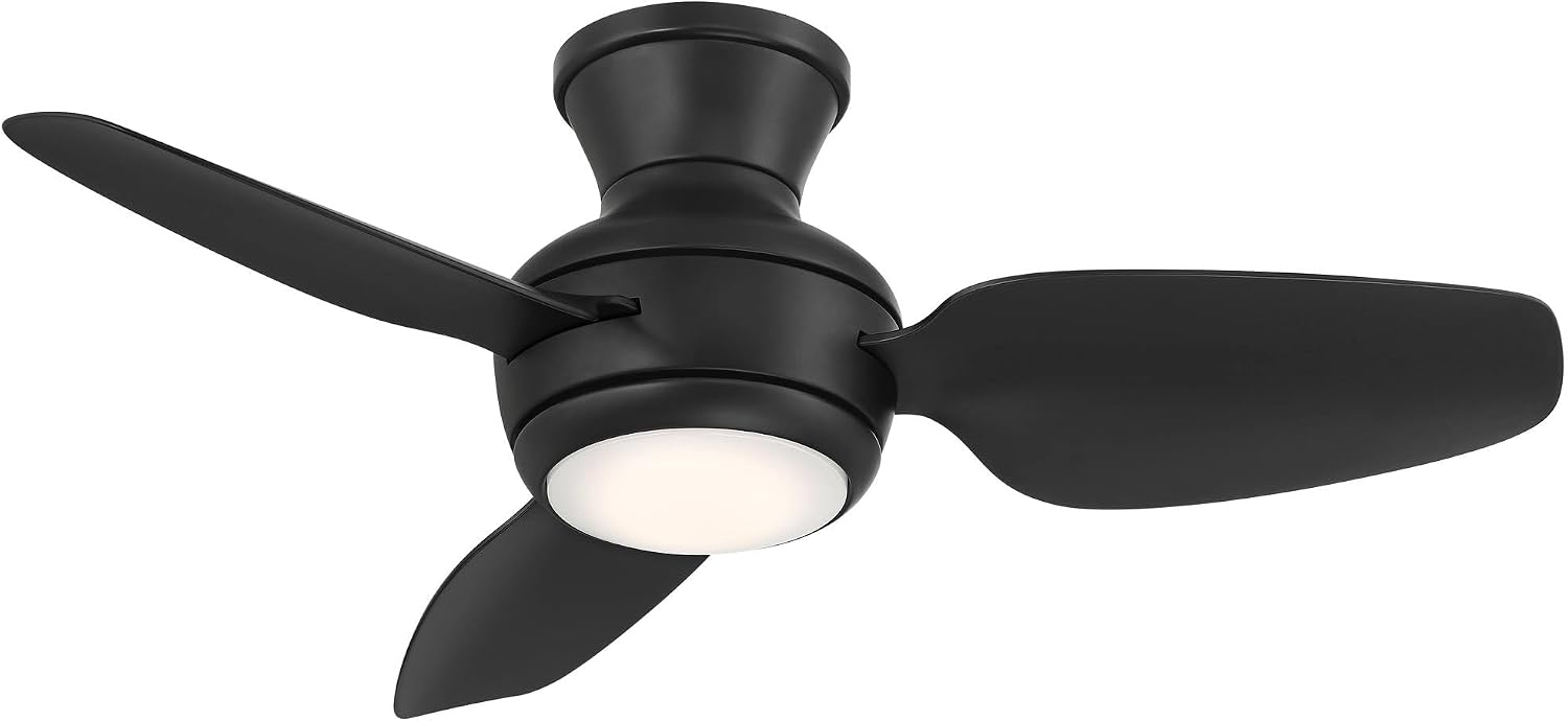 Casa Vieja 36' Whirl Modern Industrial Indoor Outdoor Ceiling Fan 3 Blade LED Light Remote Control Matte Black Finish Blades Bedroom Patio Living Room Kitchen Porch Hugger Flush Mount Decorative