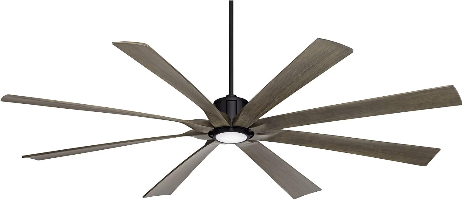 Possini Euro Design 80' Defender Modern Industrial Outdoor Ceiling Fan with Dimmable LED Light Remote Control Matte Black Damp Rated for Patio Exterior House Home Porch Gazebo Garage Barn