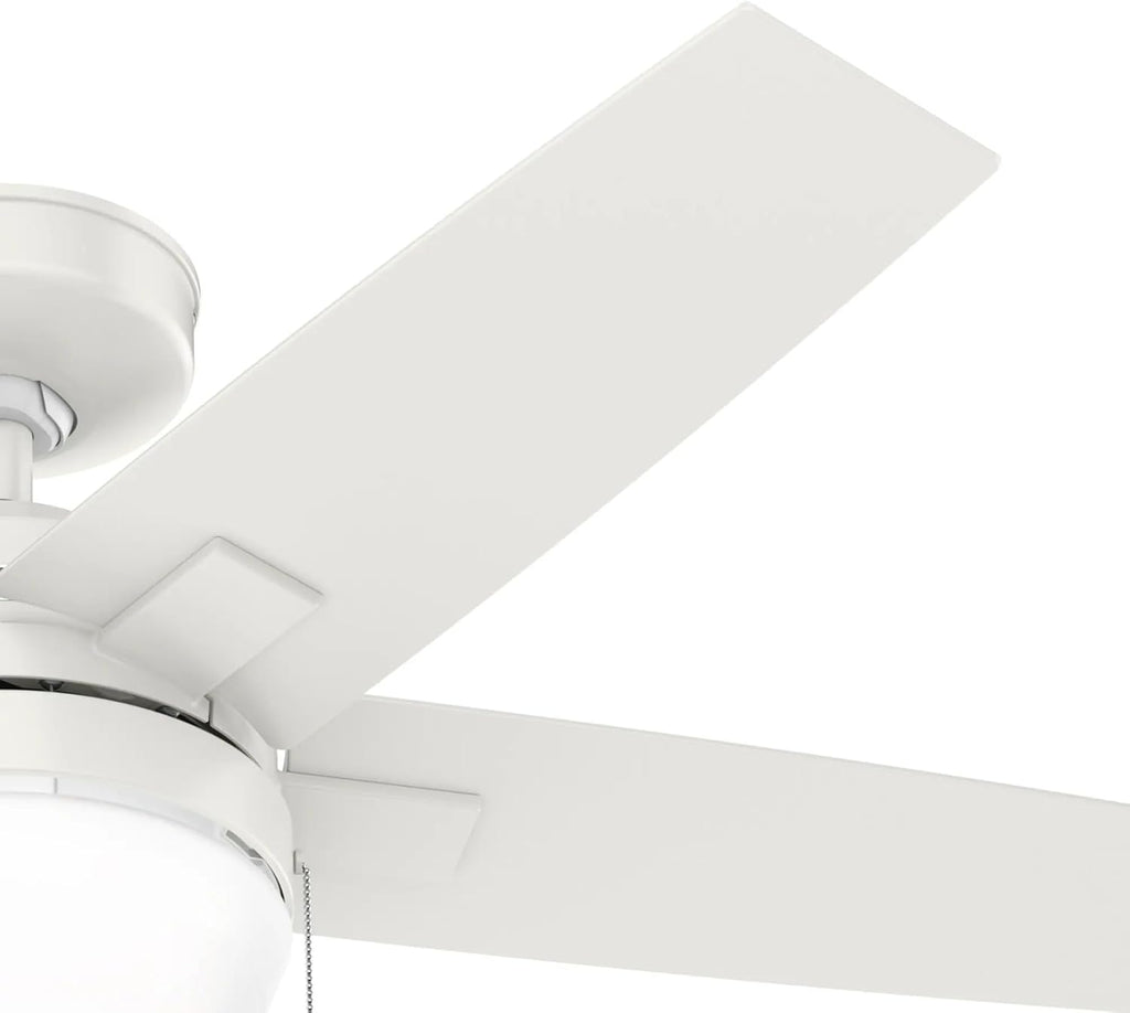 Hunter Fan 44 inch Indoor Ceiling Fan with LED Light, White Ceiling Fan with Pull Chain, For Bedroom,Office, Kitchen, Living Room, 5 Blades (Renewed)