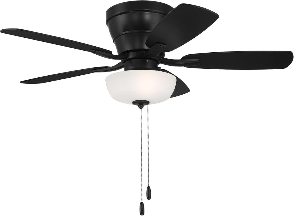 Craftmade 42' Wheeler Indoor Flush Mount 5 Blade Flat Black Finish Ceiling Fan with Single Bowl Light
