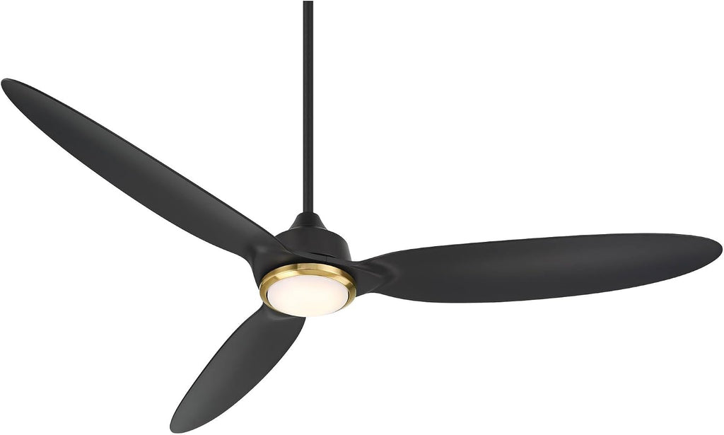 Casa Vieja 60' Revere Mid Century Modern Indoor Outdoor Ceiling Fan 3 Blade Customize LED Remote Control Matte Black Finish Blades Bedroom Patio Living Room Kitchen Damp Rated Decorative DC Motor
