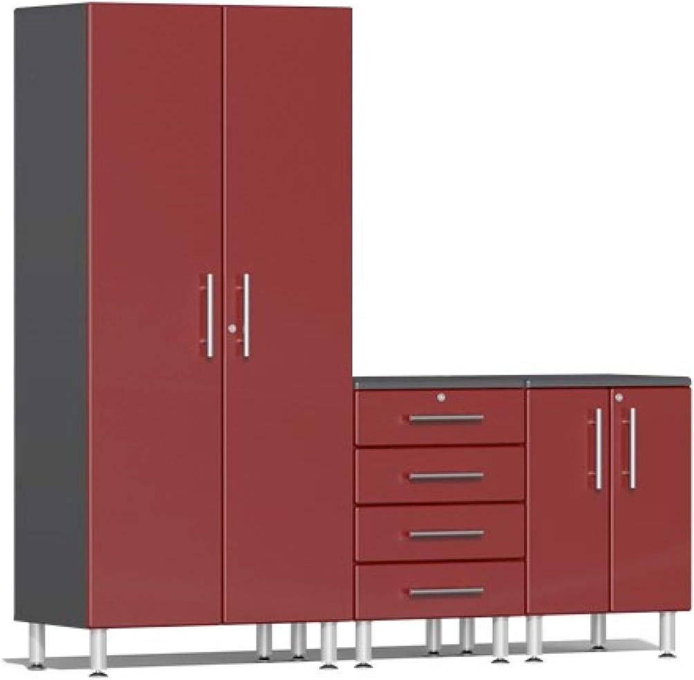 Ulti-Mate UG25030R 3-Piece Garage Cabinet Kit in Ruby Red Metallic,Grey