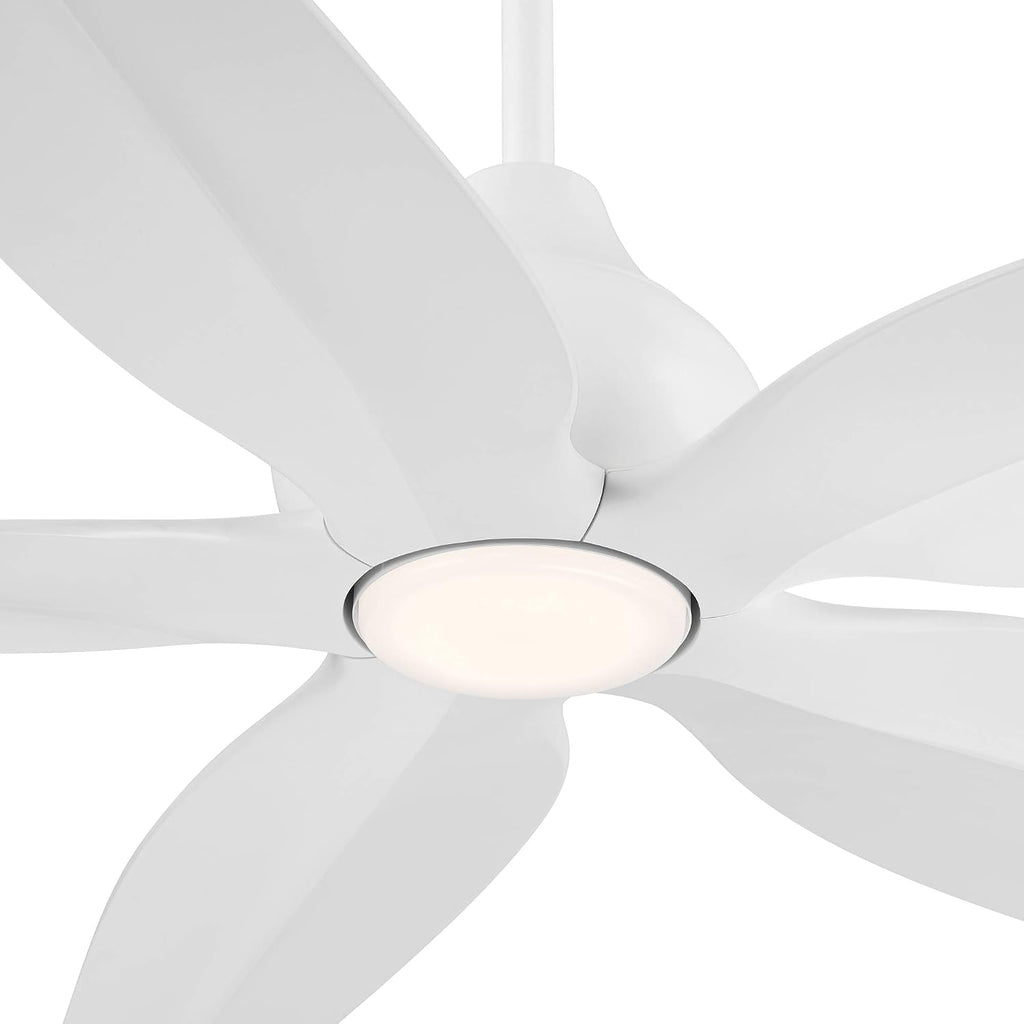 Casa Vieja 60' Lotus Bay Modern Indoor Outdoor Ceiling Fan 5 Blade LED Light Remote Control Matte White Finish Blades Bedroom Patio Living Room Kitchen Porch Damp Rated Decorative DC Motor Garage
