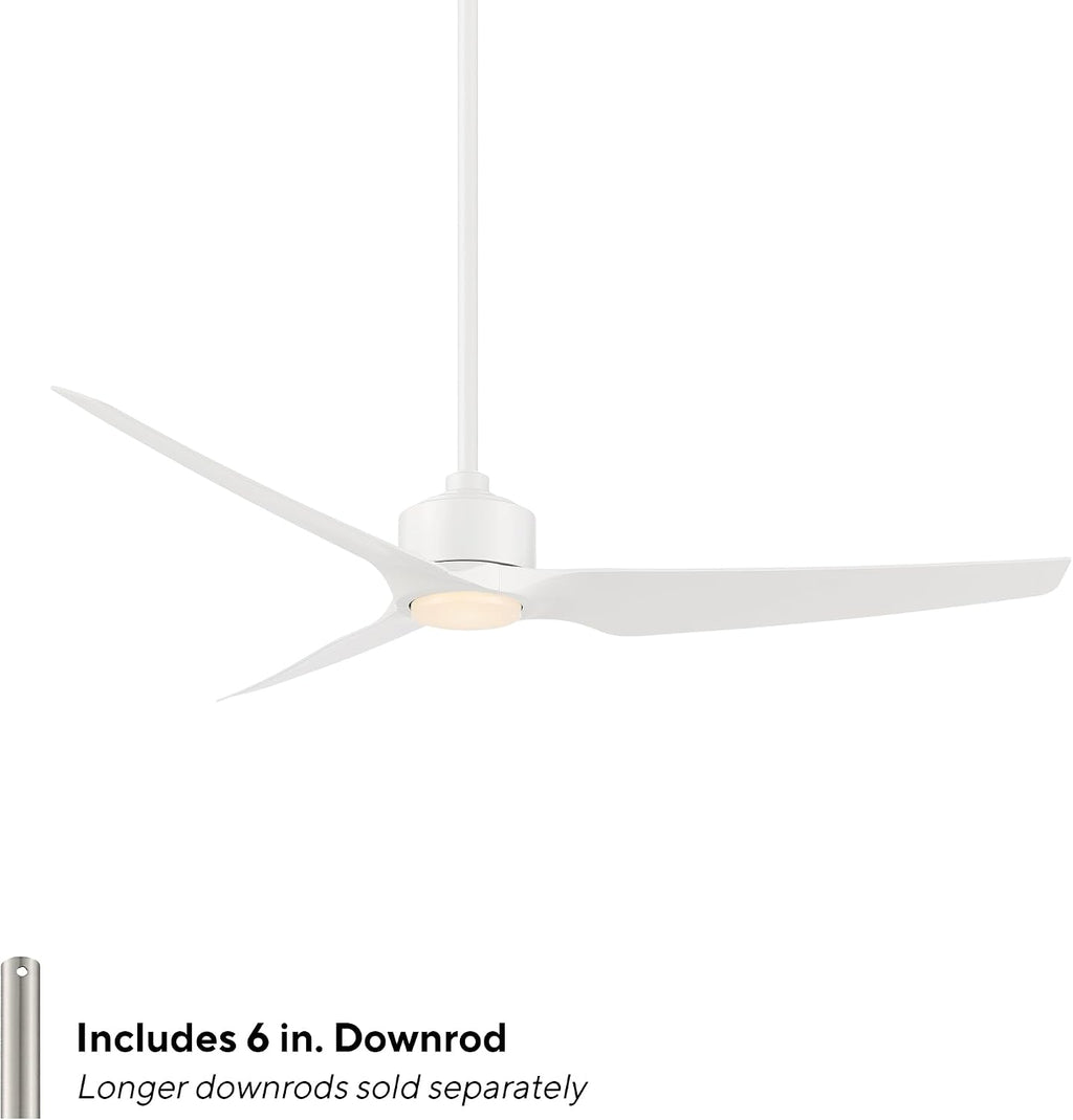 WAC F-056L-MW Stella 60' Outdoor Ceiling Fan with Lights and Remote Control, Matte White
