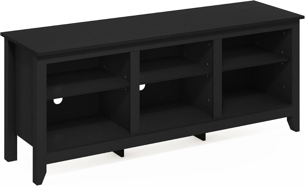 Furinno Jensen TV Stand for TV up to 65 Inch, 2-Tier Black Entertainment Center, TV Console with Cable Management, for Living Room, Bedroom, Dark Americano