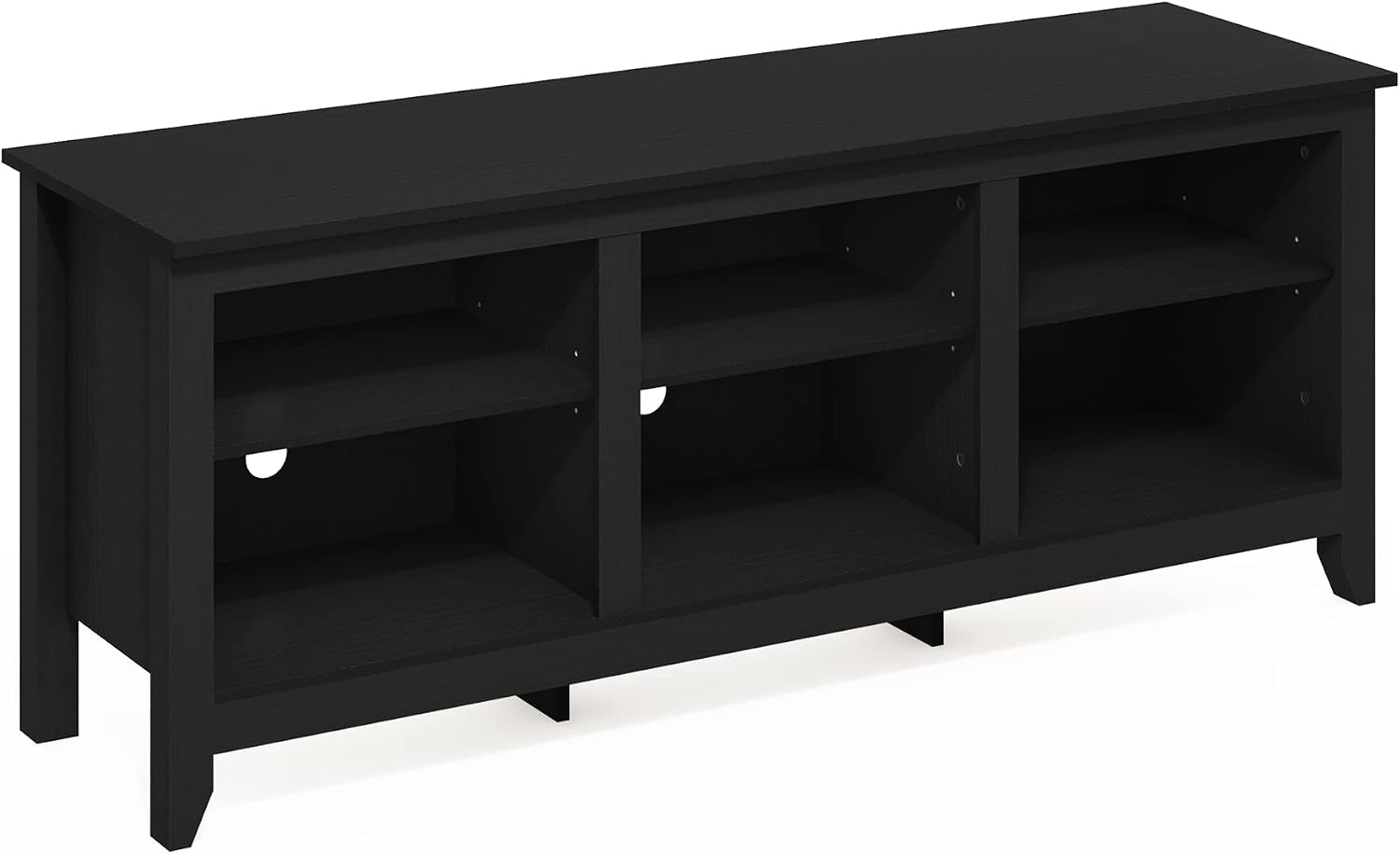 Furinno Jensen TV Stand for TV up to 65 Inch, 2-Tier Black Entertainment Center, TV Console with Cable Management, for Living Room, Bedroom, Dark Americano