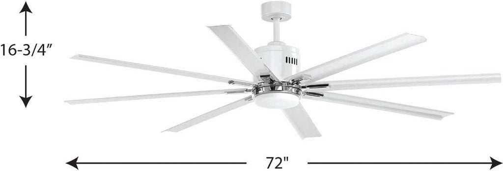 Progress Lighting P2550-3030K Vast Collection 72-in 18W LED Eight Blade Fan, White