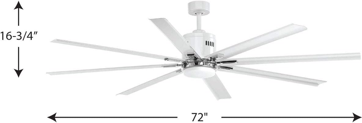 Progress Lighting P2550-3030K Vast Collection 72-in 18W LED Eight Blade Fan, White