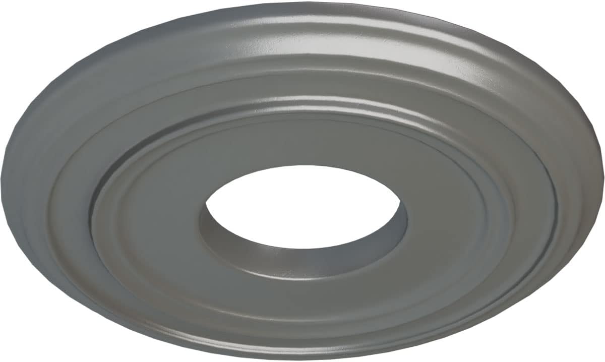 Ekena Millwork CM12CLSLS 12 3/8'OD X 4'ID X 1 1/8'P Classic Ceiling Medallion Fits Canopies Up to 7 1/4', Silver