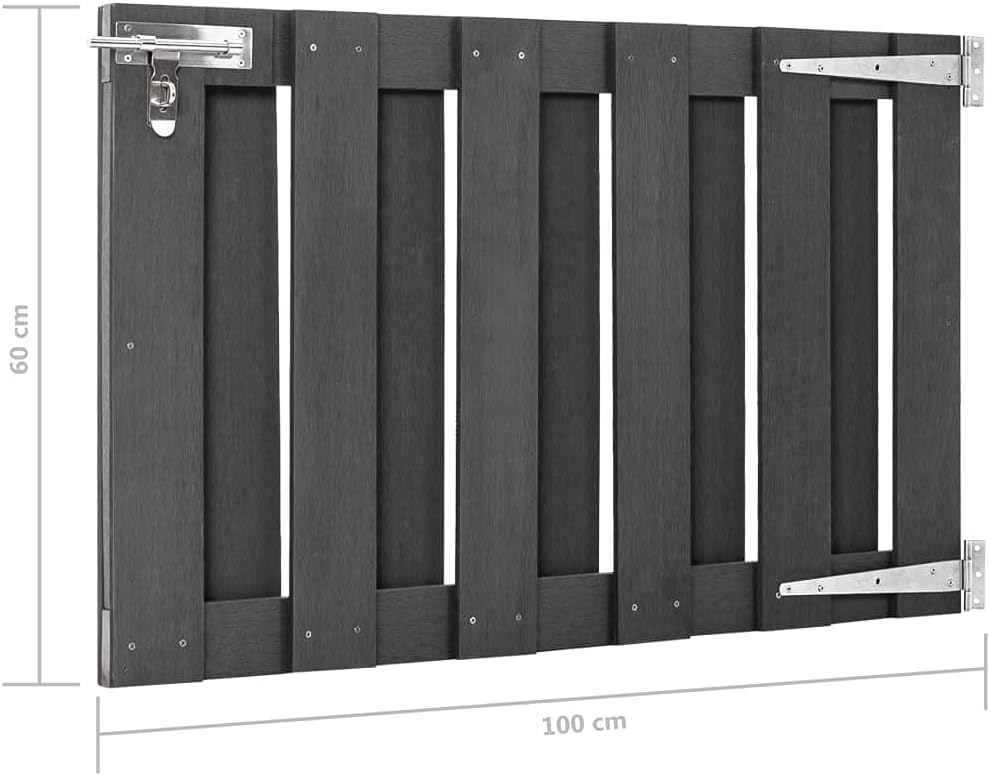 WPC Garden Gate Outdoor 39.4'x23.6' Gray Lockable Sliding Latch Durable Privacy Fence for Backyard Patio Deck Yard Entry