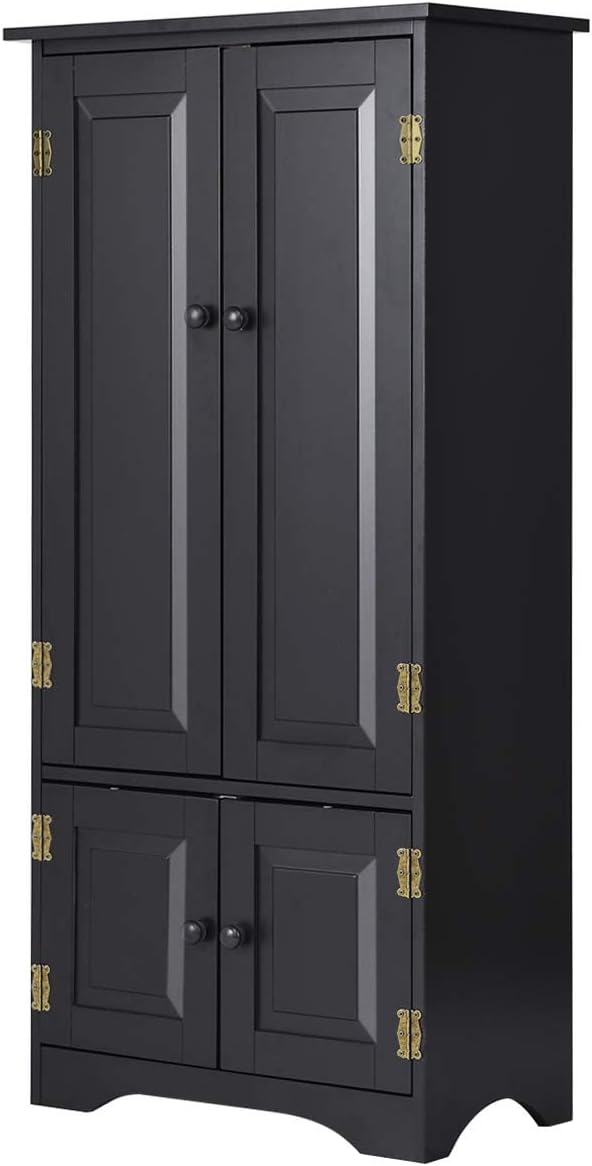 Giantex Accent Floor Storage Cabinet Adjustable Shelves Antique 2-Door Low Floor Cabinet Pantry 24' Lx13 Wx49 H (Black)