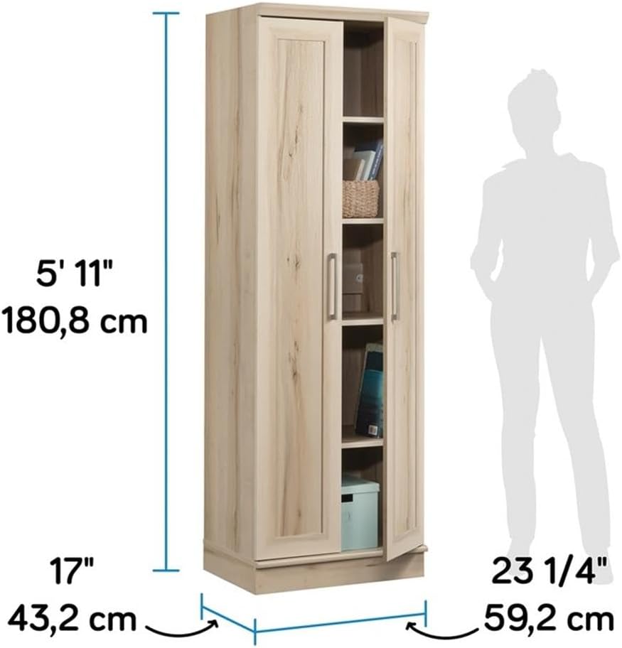Sauder HomePlus Two Door Storage Cabinet/Pantry Cabinet, Pacific Maple Finish | Two Door