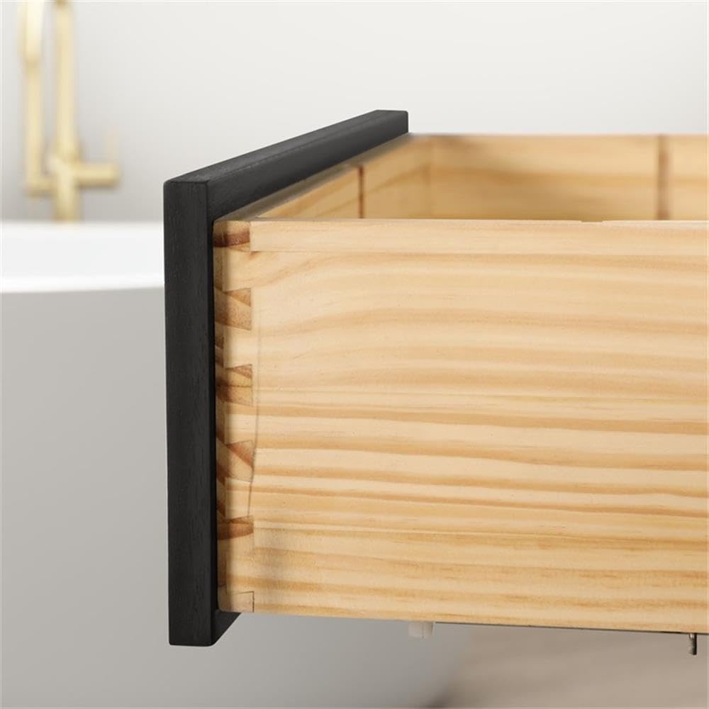 Pemberly Row 72' Double Bathroom Vanity, Matte Black Wood Finish, White Quartz Countertop with 2 Undermount Sinks, Soft-Close Storage, Shaker Style, Power Bar, Master or Guest Bathroom Use