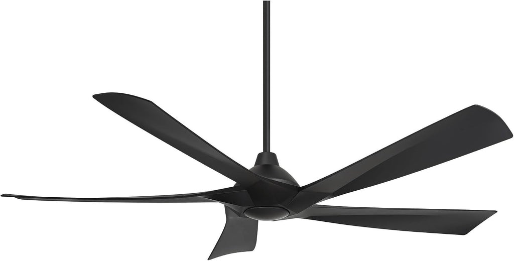 Possini Euro Design 60' Eloquent Modern Indoor Outdoor Ceiling Fan 5 Blade LED Light Remote Control Matte Black Finish Blades Bedroom Patio Living Room Kitchen Porch Damp Rated Decorative DC Motor