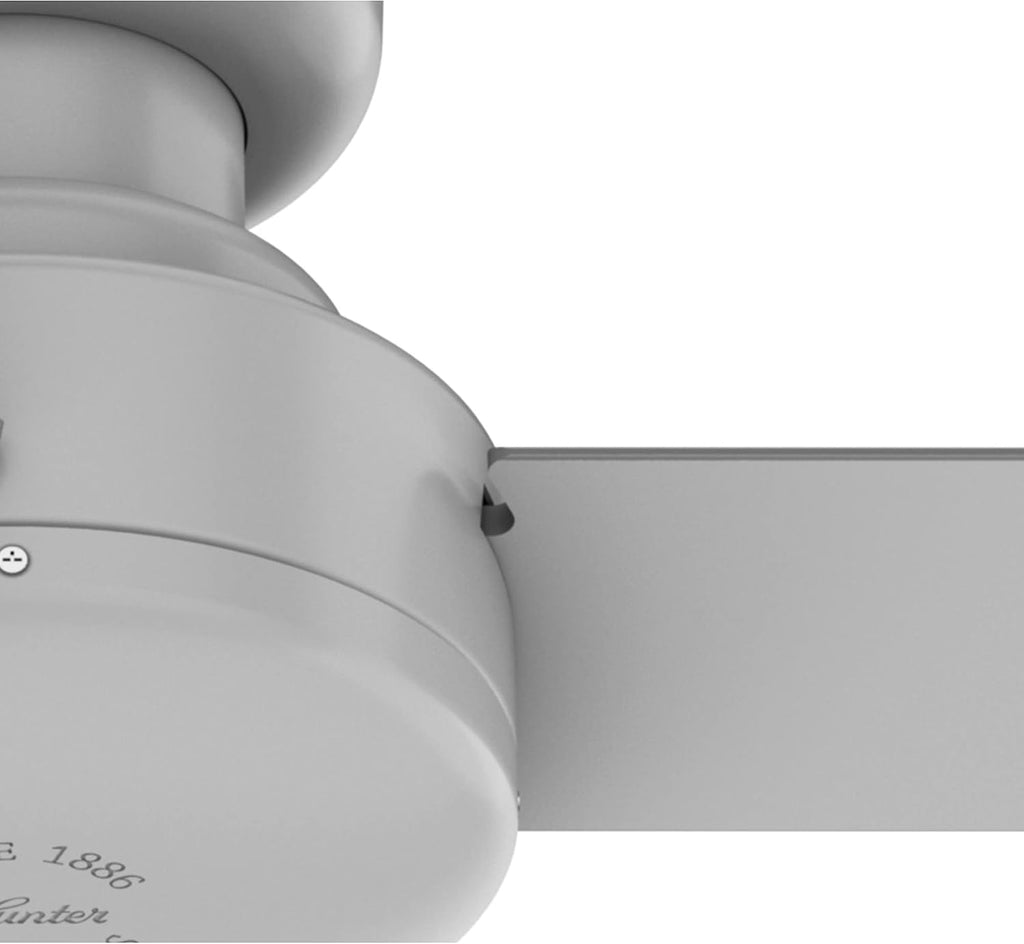 Hunter - Presto Indoor Low Profile Ceiling Fan, Wall Control, 52-inch, Dove Grey, Casual-style, Bedroom Ceiling Fans, 52406, for living rooms, home offices, kitchens