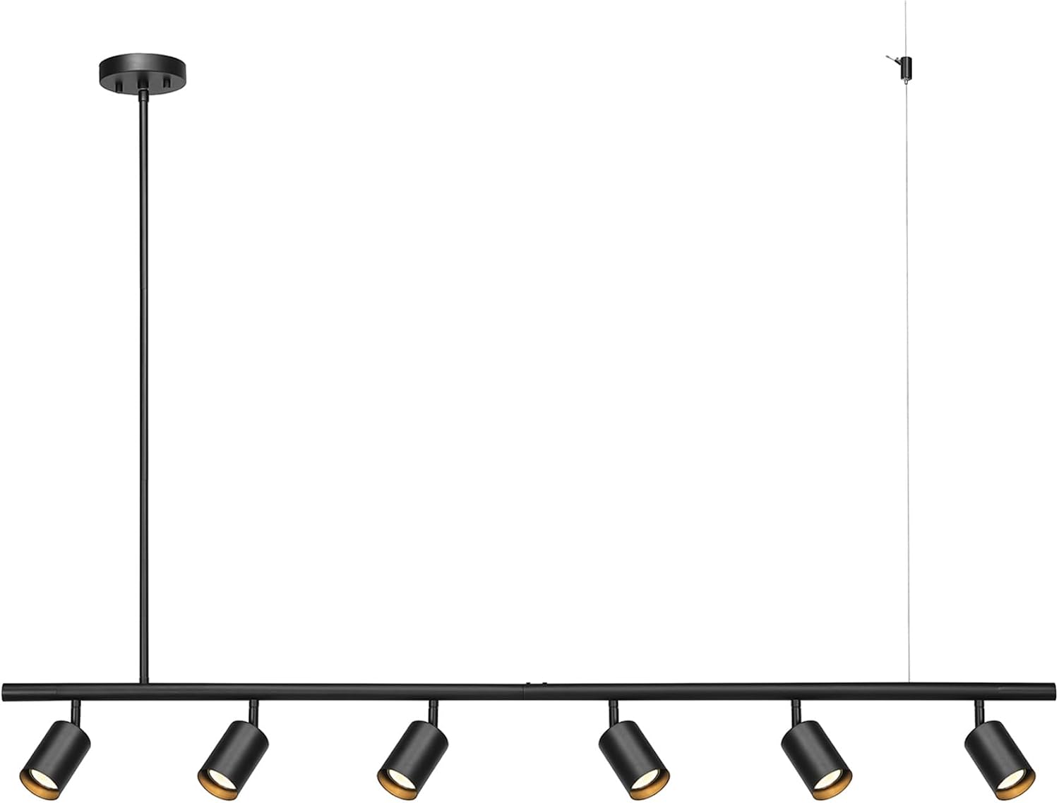 Globe Electric 64000123 55' 6-Light Adjustable Height Track Light, Matte Black, Pivoting Heads, GU10 Base Bulbs Not Included, Ceiling Light Fixture, Kitchen and Home Lighting Decor