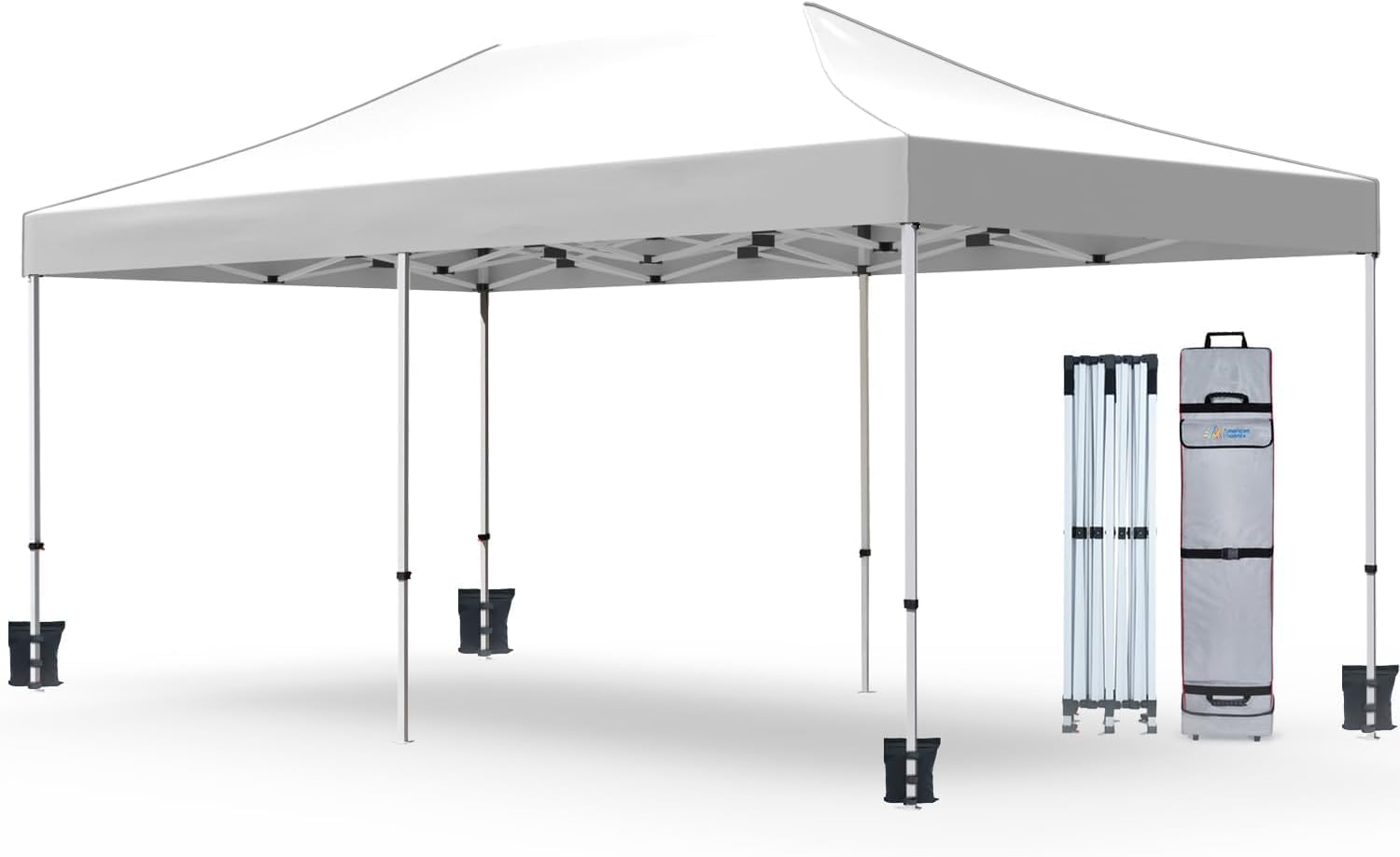 AMERICAN PHOENIX Canopy Tent 10x20 Pop Up Portable Instant Commercial Heavy Duty Outdoor Market Shelter Event Tent (White w/Roller Bag)