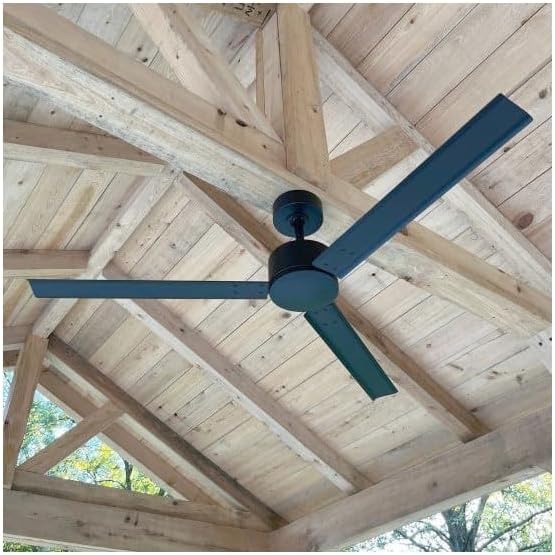 Hinkley Indy 56' Indoor/Outdoor Ceiling Fan, Modern Industrial Propeller Style, 4-Speed Wall Control Unit, Matte Black