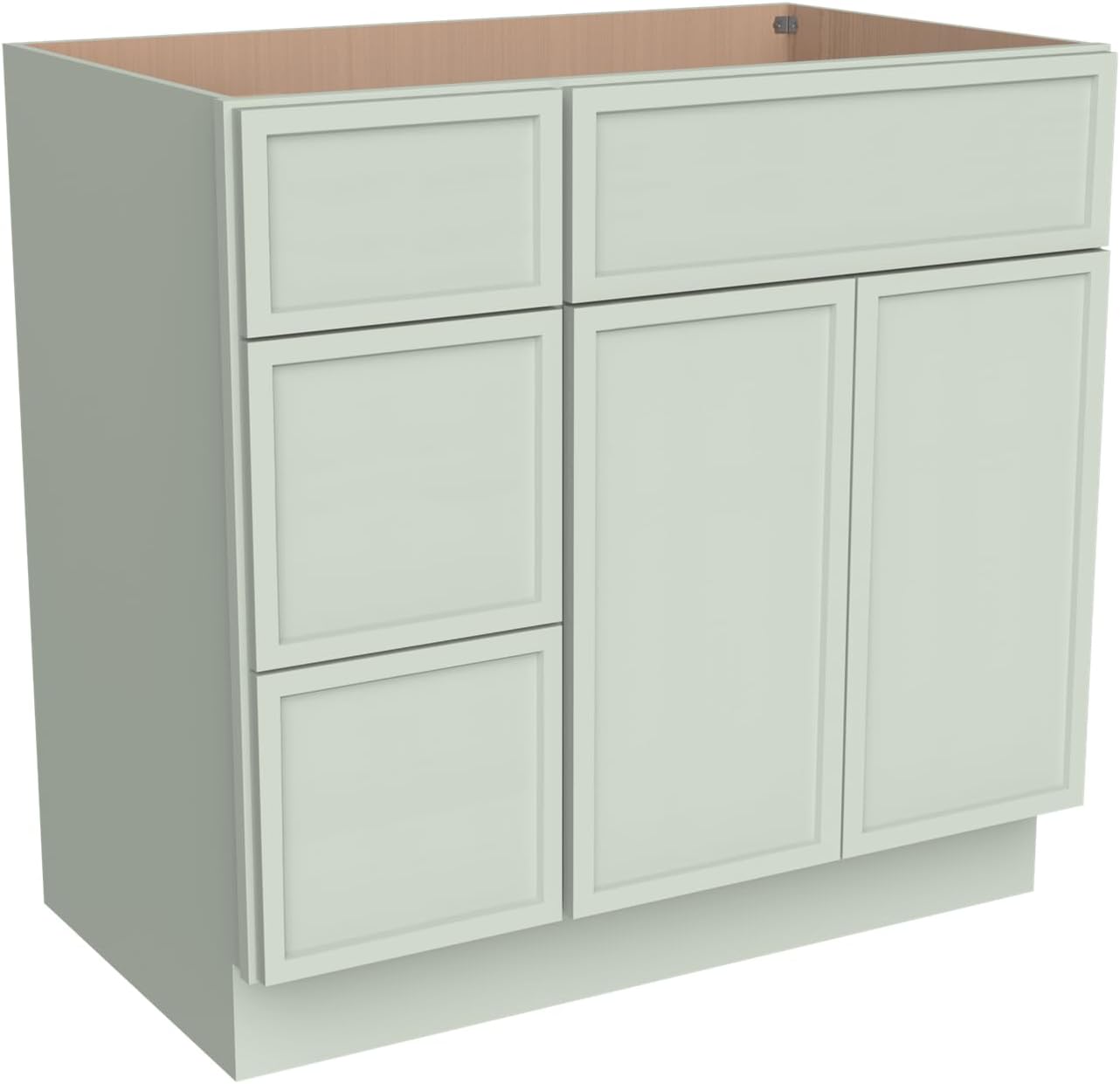Solid Wood RTA Bathroom Vanity Sink Base Cabinet Sink Storage Cabinet with 2 Doors and 3 Left Drawers, Freestanding Bathroom Cabinet（Jade Green, 36'W × 21'D × 34-1/2'H