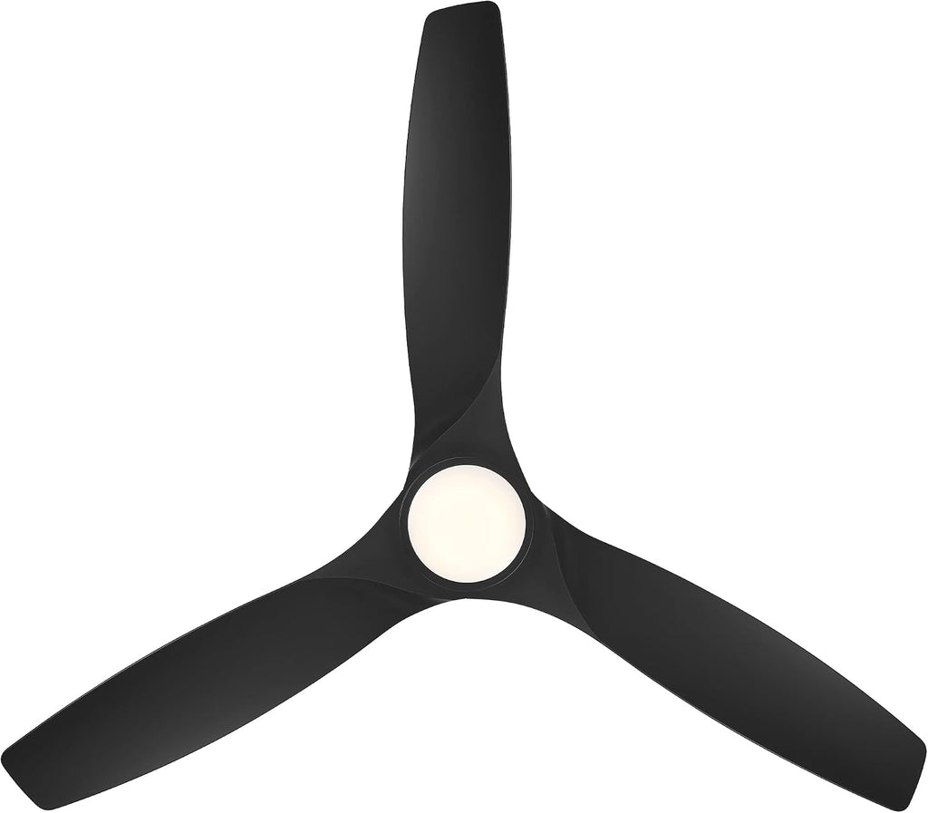 Skylark Smart Indoor and Outdoor 3-Blade Flush Mount Ceiling Fan 54in Matte Black with Adjustable CCT 2700K-3000K-4000K-5000K LED Light Kit and Remote Control works with Alexa and iOS or Android App