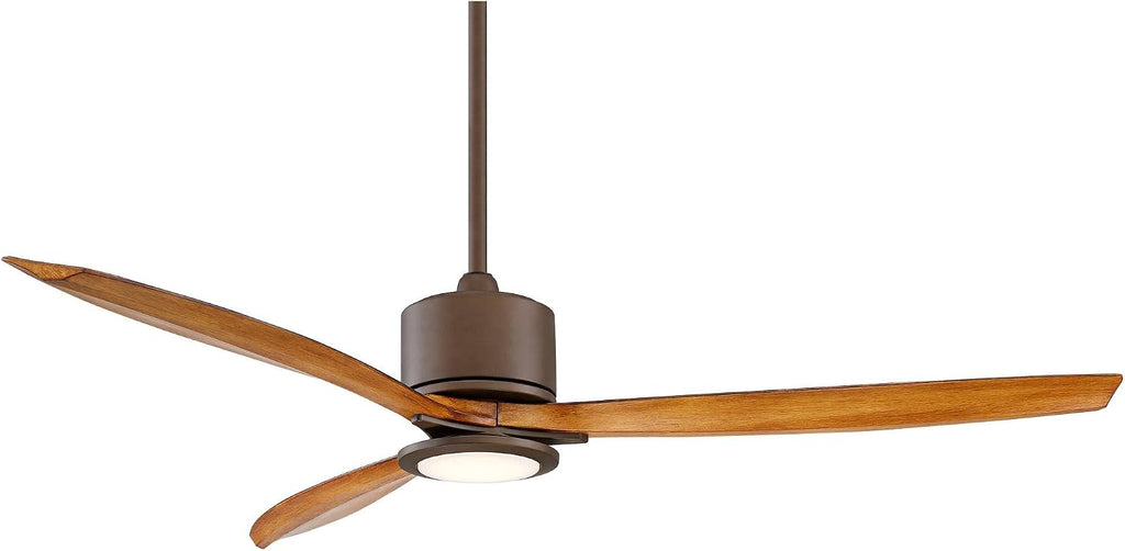 Casa Vieja 56' Rally Industrial Rustic 3 Blade Indoor Outdoor Ceiling Fan with LED Light Remote Control Oil Rubbed Bronze Koa Damp Rated for Patio Exterior House Home Porch Gazebo Garage