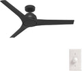 Hunter 52 inch Outdoor or Indoor Ceiling Fan No Light - Black Ceiling Fan without Light, For Patio, Porch, Garage, or Living Room, Standard Mount, 3 Blades, Wall Control - Gallegos 51583, Matte Black
