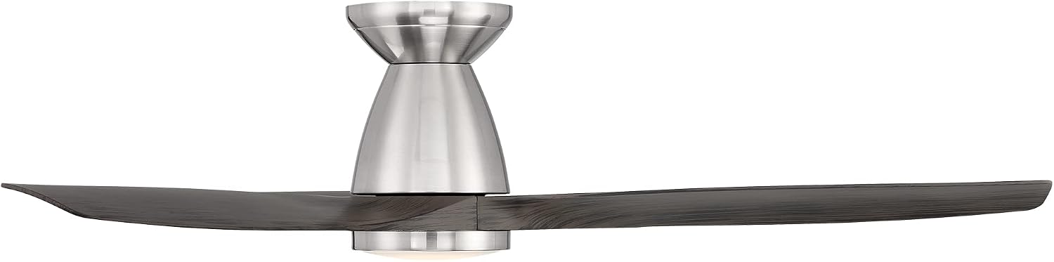 Skylark Smart Indoor and Outdoor 3-Blade Flush Mount Ceiling Fan 54in Brushed Nickel/Ebony Adjustable CCT 2700K-3000K-4000K-5000K LED Light Kit and Remote Control works with Alexa, iOS or Android App