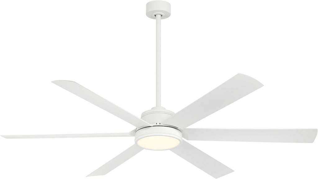 MINKA-AIRE F897L-WHF Cairo 65' 6-Blade LED Smart Indoor/Outdoor Ceiling Fan - Flat White Finish with Matte Lens