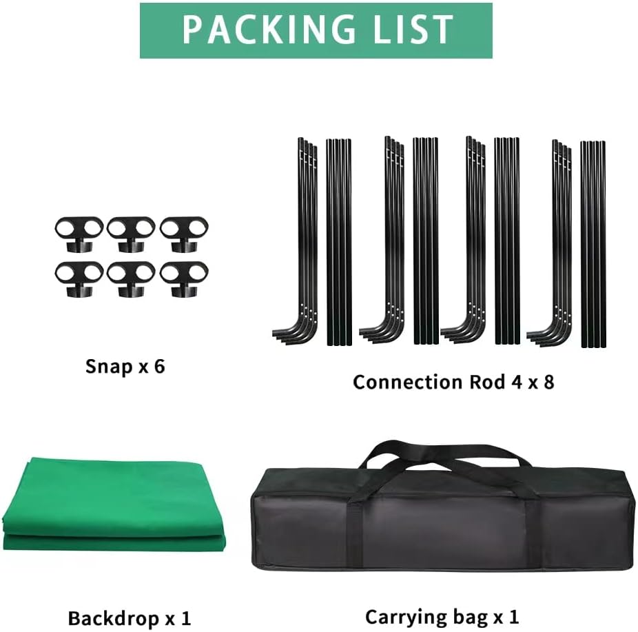 7.87ft x 13.12ft Portable Large Chromakey Green Screen Backdrop with Stand Photography Background Support System for Photo Studio Video Shooting, Live Streaming, Parties, Keying, Stage
