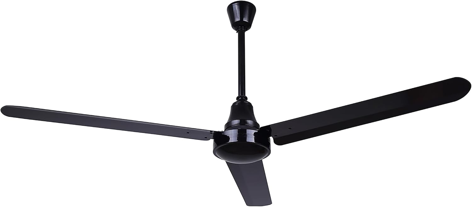60' Black Weatherproof Industrial Ceiling Fan – High-Performance DC Motor – Wall Control – Ideal for Outdoor Patios, Warehouses & Gyms