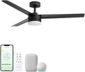Breeze 52in 3-Blade Smart Ceiling Fan in Matte Black 2700K-6000K CCT Tunable Range LED Light Kit with Remote Control Works With iOS or Android App