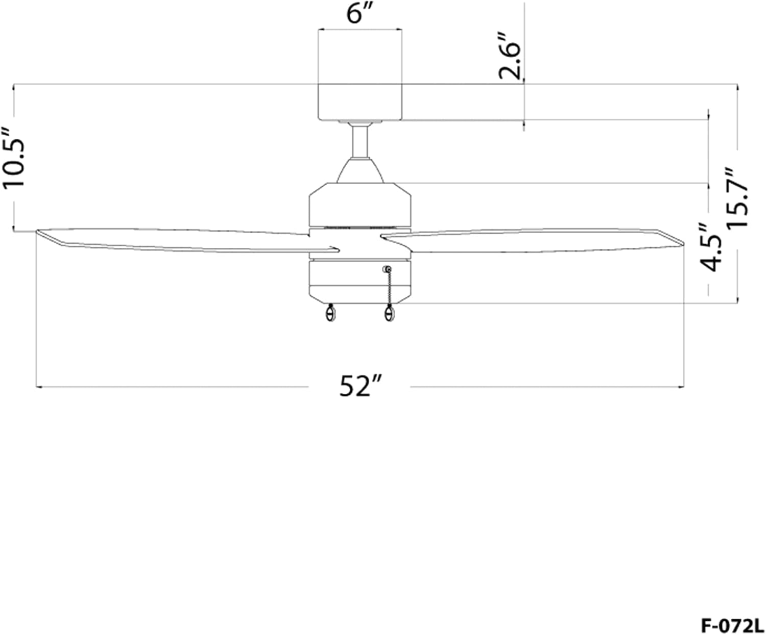 WAC Atlantis Indoor and Outdoor 3-Blade Pull Chain Ceiling Fan 52in Matte Black with 3000K LED Light Kit