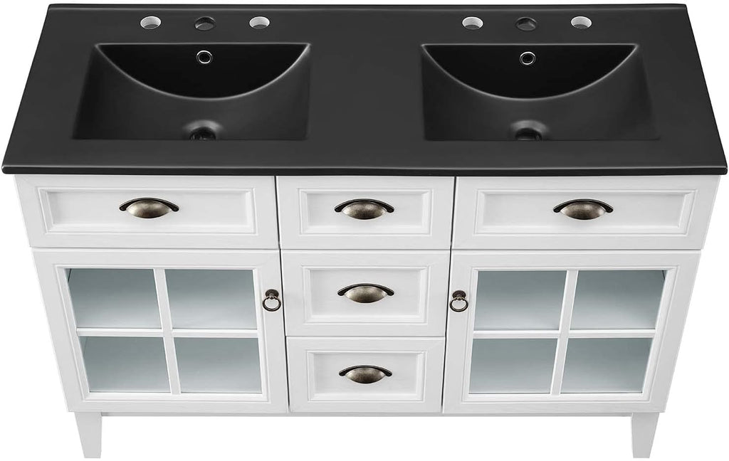 Sink Vanity Cabinet, Wood, White Black, Modern Contemporary, Hotel Bedroom Bathroom Master Suite