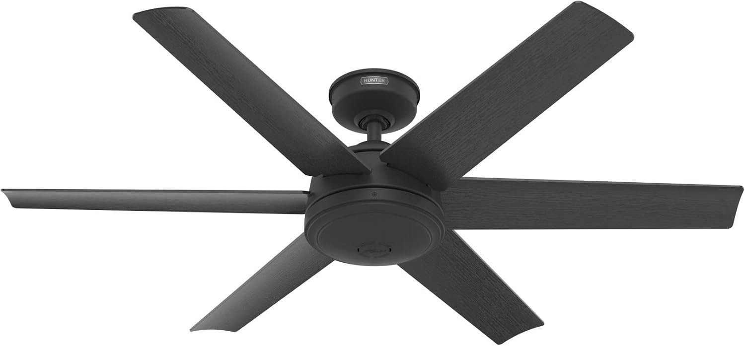 Hunter 52 inch Jetty Matte Black Wet Rated Ceiling Fan and Wall Control