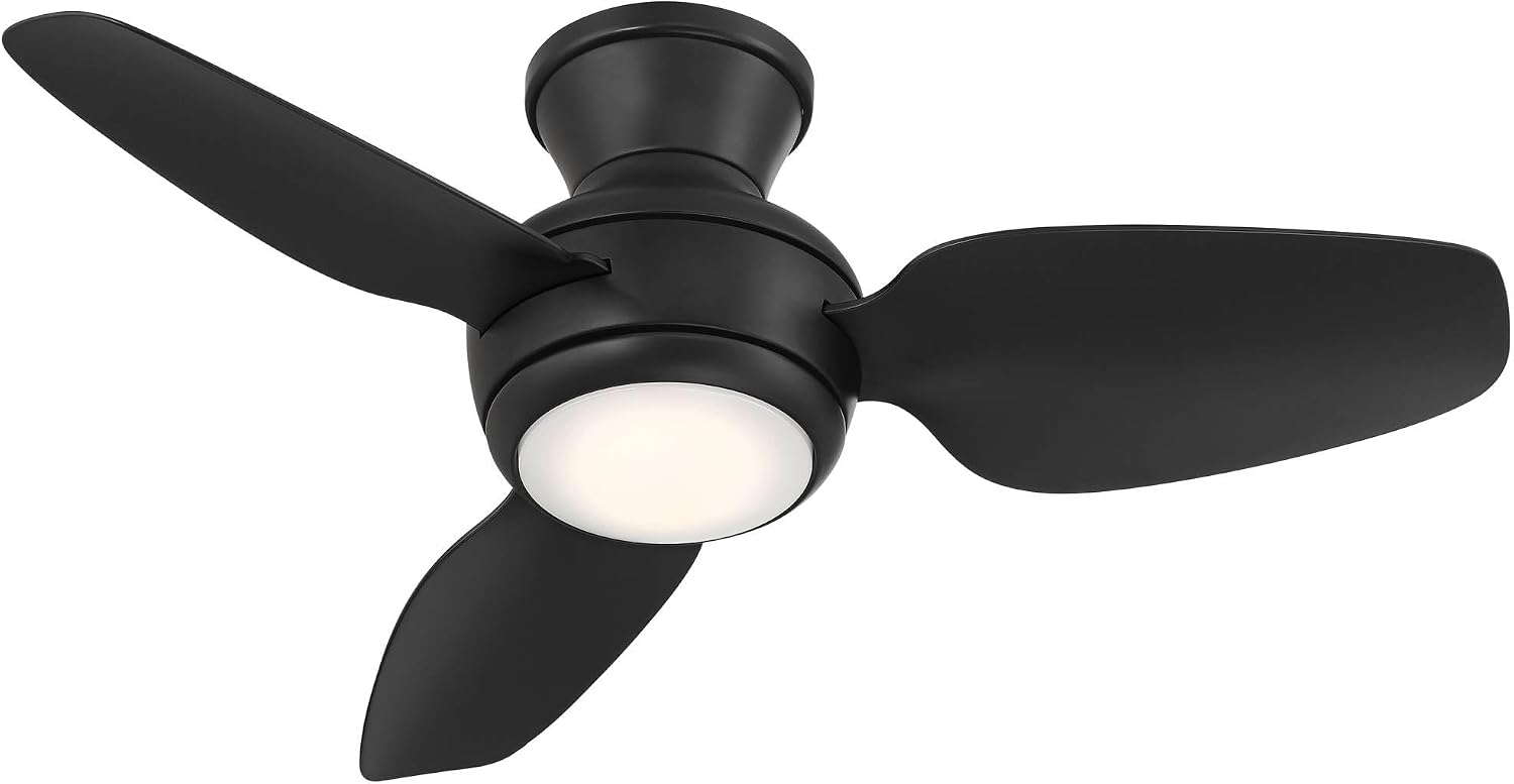 Casa Vieja 36' Whirl Modern Industrial Indoor Outdoor Ceiling Fan 3 Blade LED Light Remote Control Matte Black Finish Blades Bedroom Patio Living Room Kitchen Porch Hugger Flush Mount Decorative
