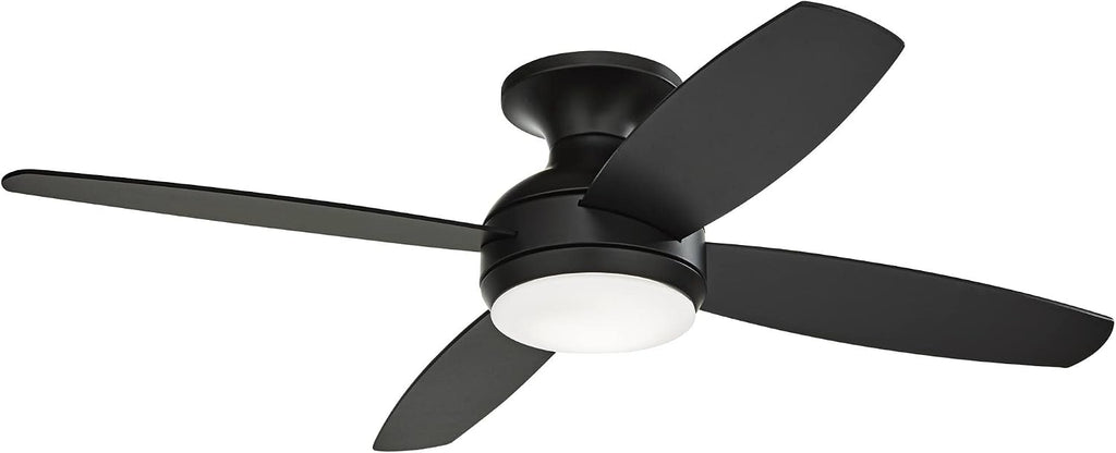 Casa Vieja 52' Casa Elite Modern Industrial Indoor Hugger Ceiling Fan with LED Light Remote Control Black Opal Glass Low Profile for House Bedroom Living Room Home Kitchen Dining Office