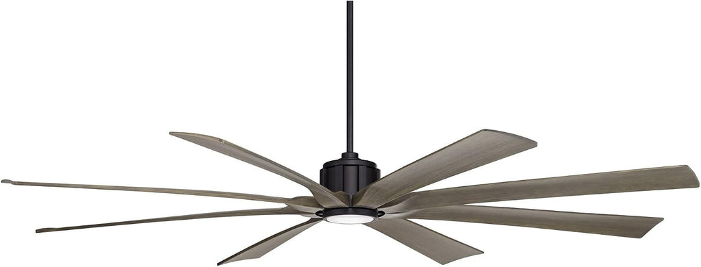 Possini Euro Design 80' Defender Modern Industrial Outdoor Ceiling Fan with Dimmable LED Light Remote Control Matte Black Damp Rated for Patio Exterior House Home Porch Gazebo Garage Barn