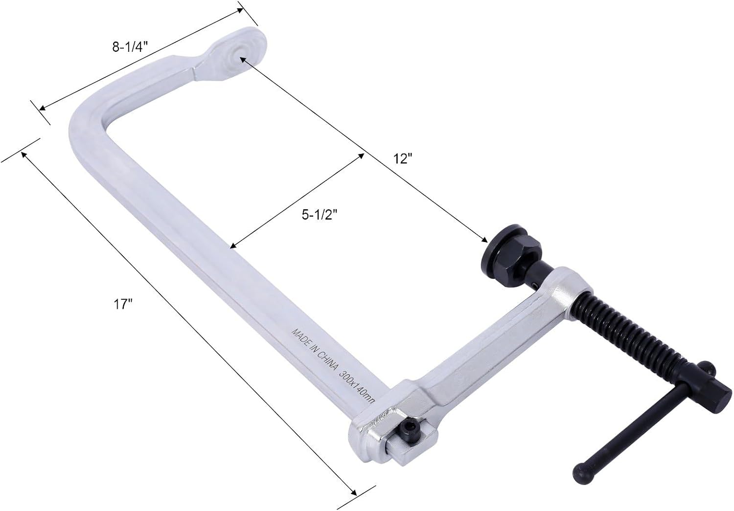 12' Opening Heavy Duty F-Clamps with Replaceable Swivel Pad, Bar Clamps for Welding Woodworking, 5-1/2' Throat Depth, 2660Lbs Clamping Force, Pack of 4, 4 Pcs