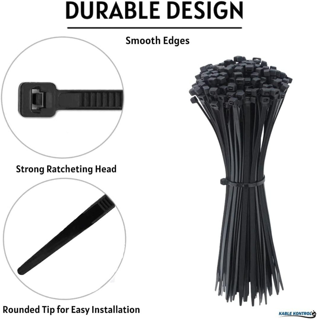 Kable Kontrol Cable Zip Ties Black 40,000 Pcs 4 Inch, 18 Lbs Tensile Strength, Bulk Pack, Self-locking UV Resistant Plastic Nylon Wire Ties, for Indoor or Outdoor Use